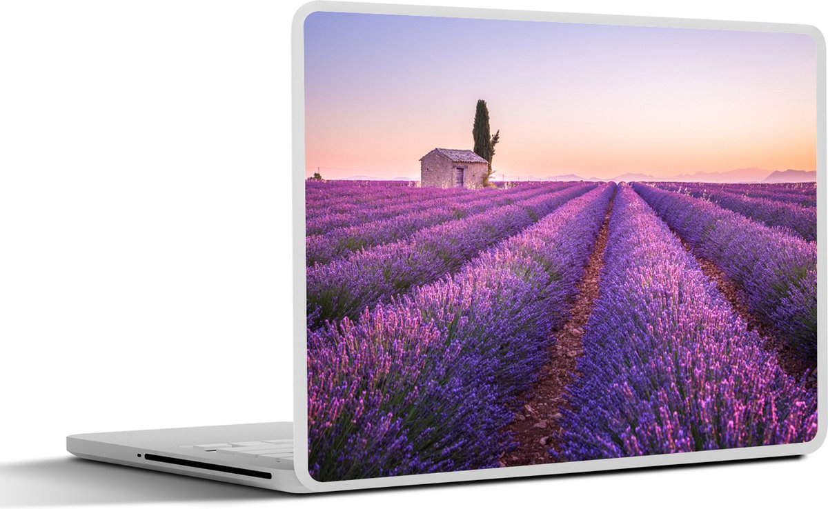 Laptop sticker - 17.3 inch - Lavendel - Zonsondergang - Paars - Bloemen - 40x30cm - Laptopstickers - Laptop skin - Cover