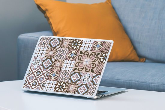Sticker pour ordinateur portable - 14 pouces - Motifs - Vintage - Marron - Fleurs - Formes - 32x5x23x5cm - Autocollants pour ordinateur portable - Skin pour ordinateur portable - Housse