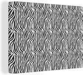 Canvas Schilderij Dierenprint - Zebra - Zwart - Wit - 40x30 cm - Wanddecoratie