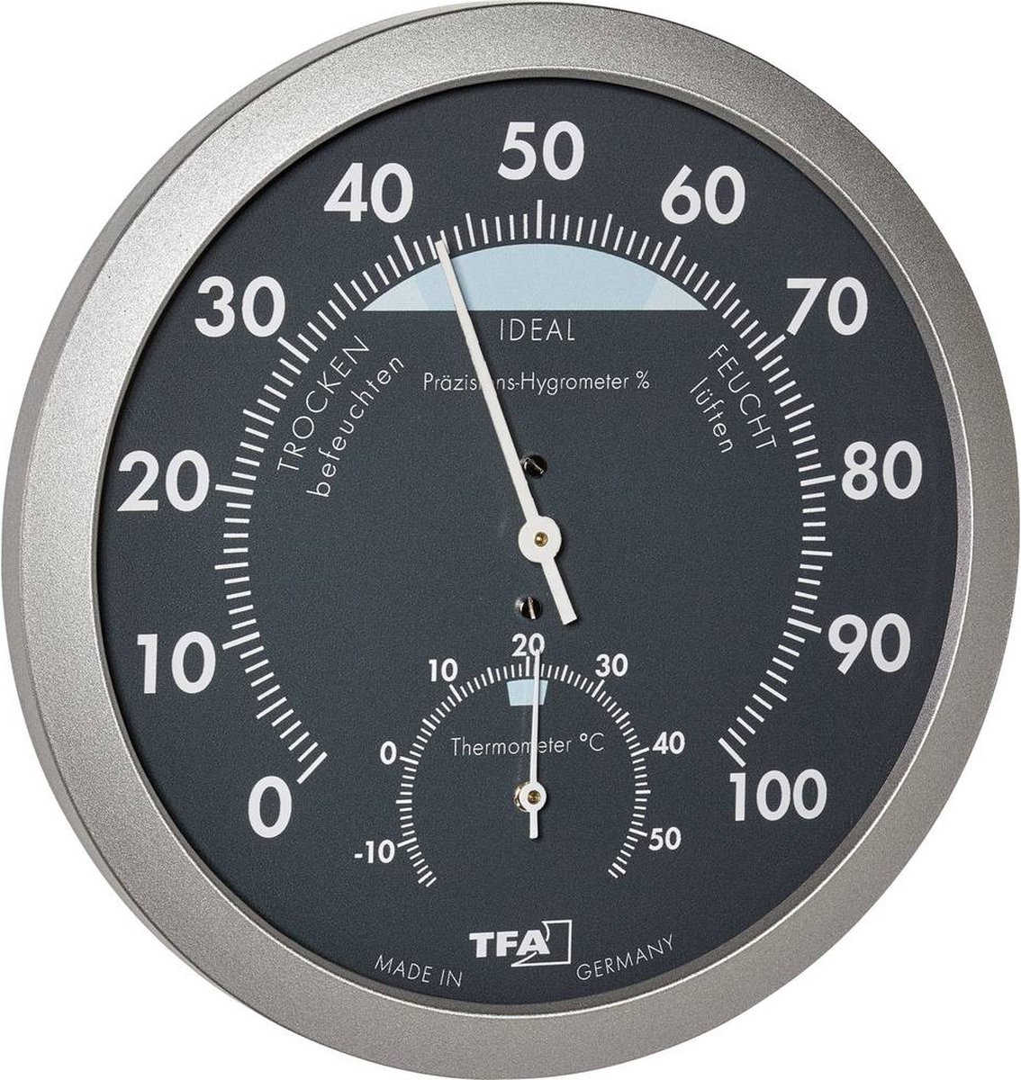 TFA Dostmann 45.2043.51 Thermo- en hygrometer Antraciet, Zilver
