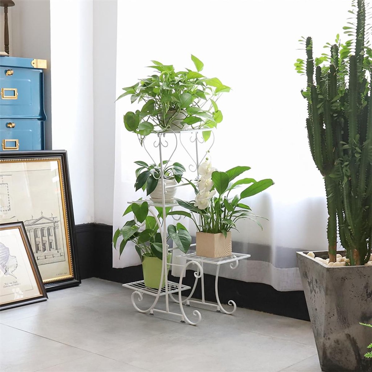 Gecheer Plantentafel, bloemenstandaard met plank, plantenrek, tuintafel