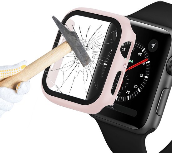 (2 Stuks) Apple Watch 4/5/6/SE 44mm Siliconen Bescherm Case - Apple Watch Hoesje - Screenprotector Voor Apple Watch - Bescherming iWatch - Transparant/Rose