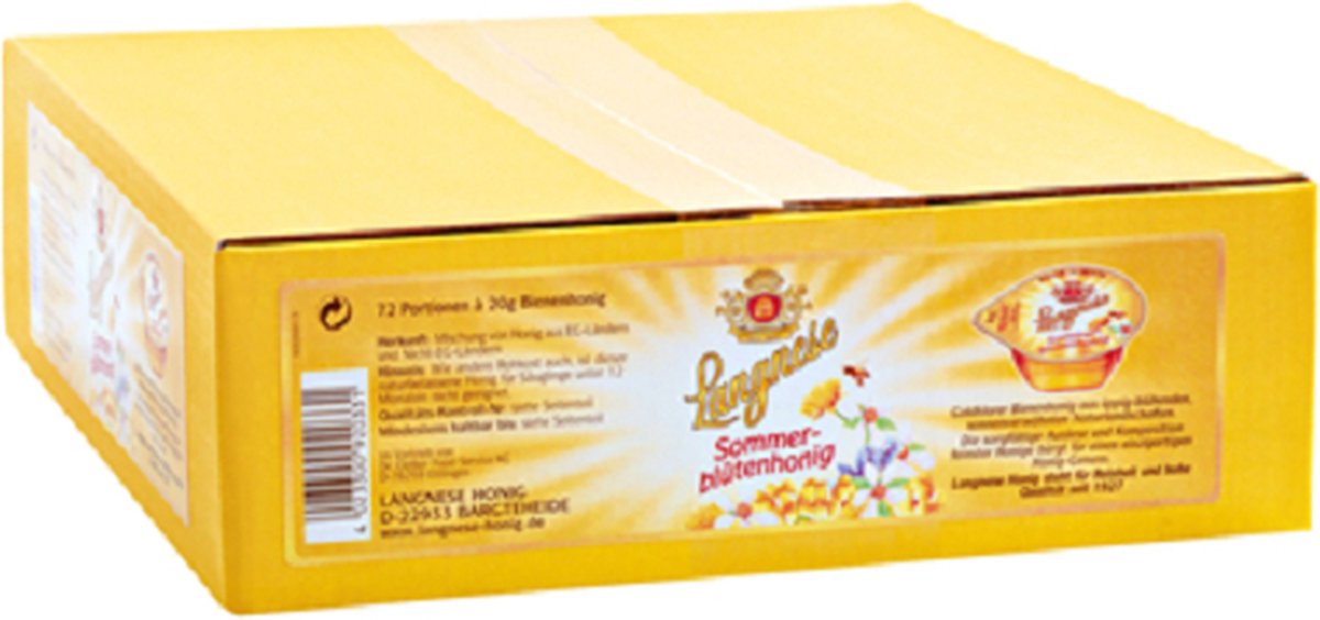 Langnese zomerbloesemhoning golden clear, 72 individuele porties à 20 g, 1,44 kg verpakking