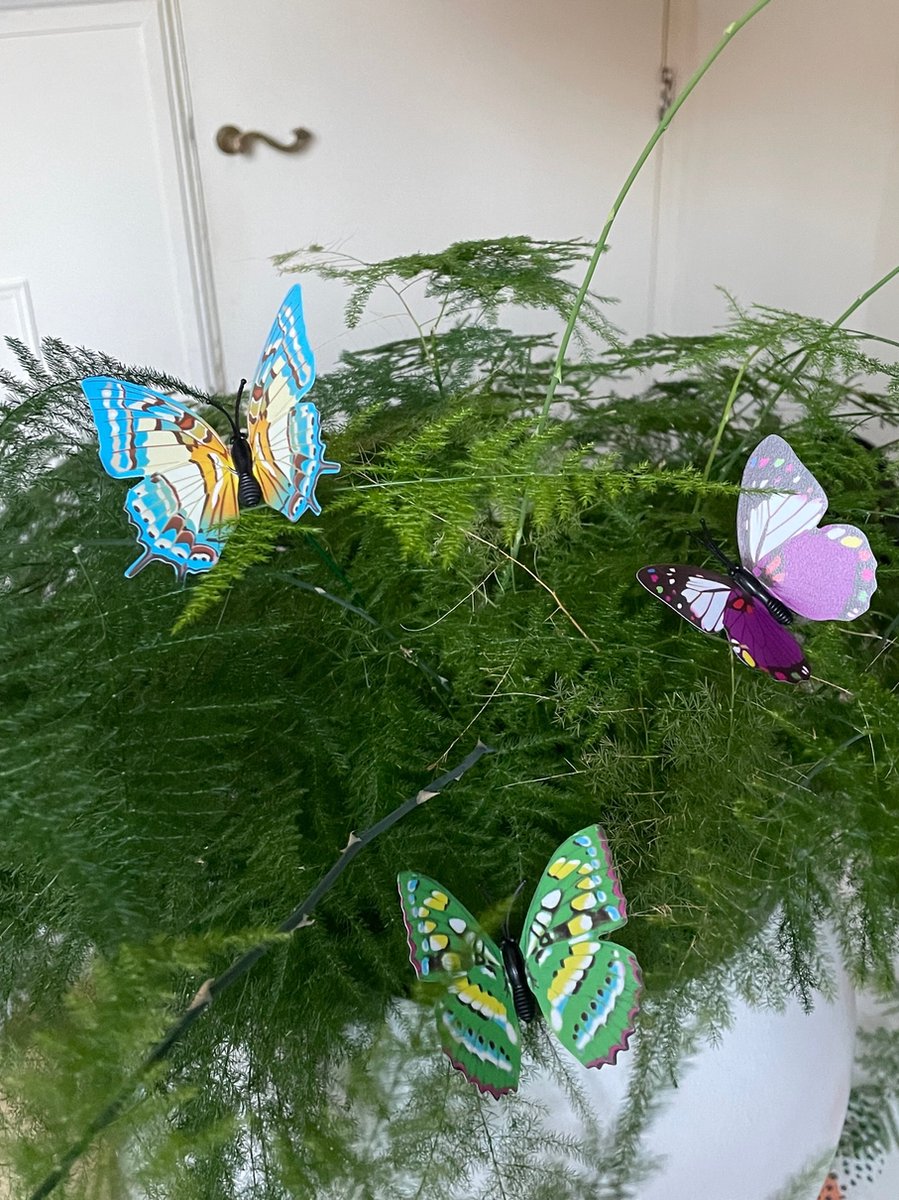 Simulatie -Vlinders -Tuin - Plant - Kleurrijke Vlinder Op Steel - Decoratie - Binnen - Buiten - Bloempot - Bloempotten - Sier - 5 Stuks