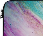 Laptophoes 14 inch - Marmer print - Verf - Regenboog - Laptop sleeve - Binnenmaat 34x23,5 cm - Zwarte achterkant