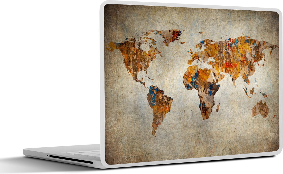 Laptop sticker - 13.3 inch - Wereldkaart - Vintage - Abstract - Kinderen - Jongens - Meisjes - 31x22,5cm - Laptopstickers - Laptop skin - Cover