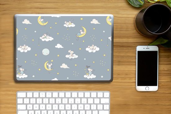 Autocollant pour ordinateur portable - 13,3 pouces - Souris - Lune - Motifs - 31x22,5 cm - Autocollants pour ordinateur portable - Skin pour ordinateur portable - Couverture