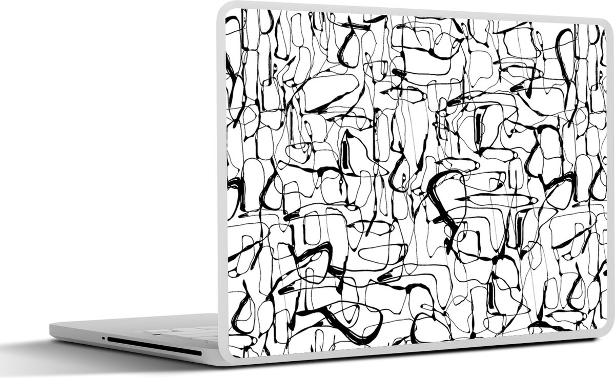 Laptop sticker - 14 inch - Line Art - Abstract - Patronen - Zwart Wit - 32x5x23x5cm - Laptopstickers - Laptop skin - Cover