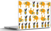 Laptop sticker - 10.1 inch - Olifant - Ananas - Geel - Patroon - 25x18cm - Laptopstickers - Laptop skin - Cover