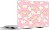 Laptop sticker - 14 inch - Regenboog - Wolken - Patronen - 32x5x23x5cm - Laptopstickers - Laptop skin - Cover