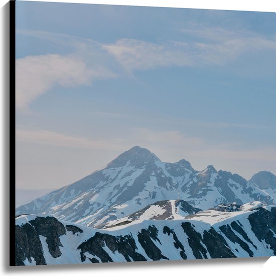 WallClassics - Canvas  - Kronkelende Sneeuwbergen - 100x100 cm Foto op Canvas Schilderij (Wanddecoratie op Canvas)