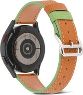 Strap-it Smartwatch bandje leer 22mm - leren horlogeband geschikt voor Huawei Watch GT 2 46mm / GT 3 46mm / GT 3 Pro 46mm / Watch 3 (Pro) / GT 2 Pro - Polar Vantage M / M2 / Grit X - Xiaomi Mi Watch / Xiaomi Watch S1 (Pro) / Watch 2 Pro - bruin-groen