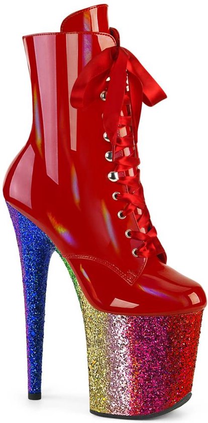 Pleaser Platform Bottes femmes, Pole Dance Shoes -37 Shoes- FLAMINGO-1020HG US 7 Rouge/Arc-en-ciel