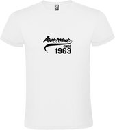 Wit T-Shirt met “Awesome sinds 1963 “ Afbeelding Zwart Size XXXXL