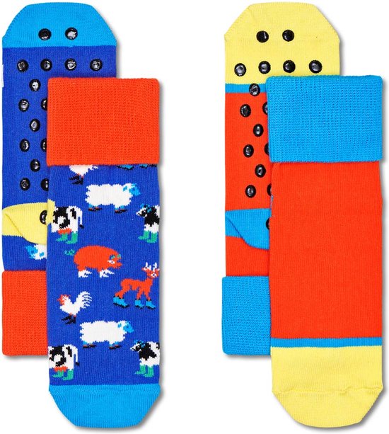 Happy Socks KFCR19-6500 2-Pack Kids Farmcrew Anti Slip - maat 6-12M