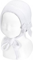 Cóndor Baby Bonnet Muts Met Grosgrain Strik | 50.520.011 | Wit | 6-12 mnd | Maat 0