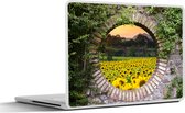 Laptop sticker - 17.3 inch - Doorkijk - Bloemen - Zonnebloem - 40x30cm - Laptopstickers - Laptop skin - Cover