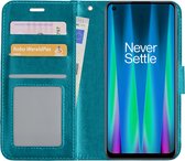 Hoes Geschikt voor OnePlus Nord CE 2 Lite Hoesje Book Case Hoes Flip Cover Wallet Bookcase - Turquoise