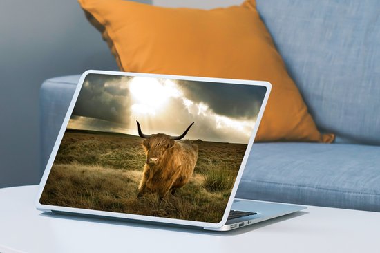 Laptop sticker - 15.6 inch - Schotse Hooglander - Zon - Dieren - 36x27,5cm - Laptopstickers - Laptop skin - Cover