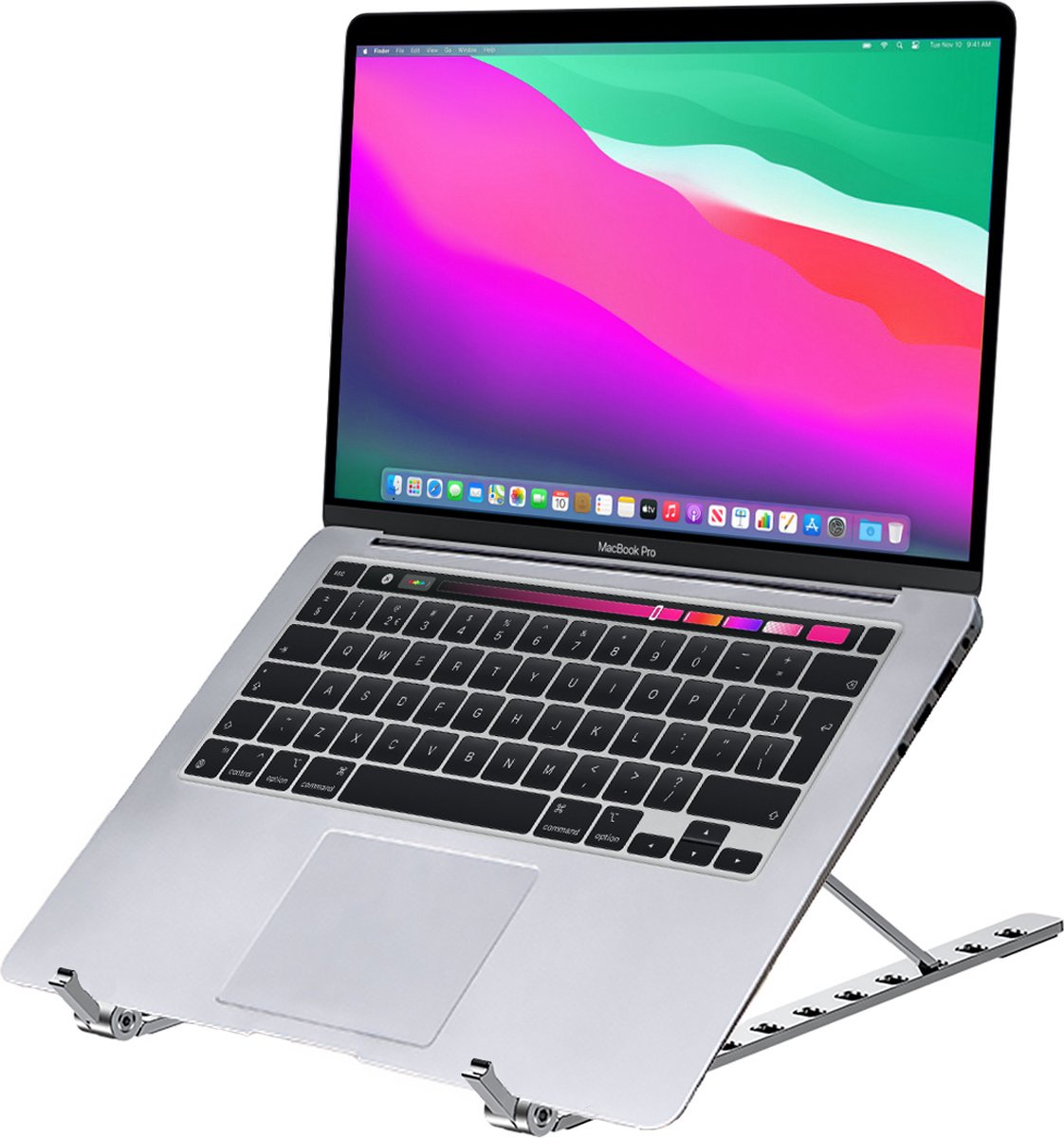 Laptop Stand Aluminium Standaard Opvouwbaar - Laptop Standaard Verstelbaar Ergonomisch - Zilver