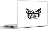 Sticker pour ordinateur portable - 10,1 pouces - Papillon - Botanique - Vintage - Zwart et blanc - 25x18cm - Autocollants pour ordinateur portable - Skin pour ordinateur portable - Housse