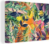 Canvas Schilderij Bloemen - Jungle - Tropisch - 80x60 cm - Wanddecoratie