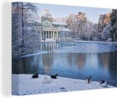 Canvas Schilderij Madrid - Sneeuw - Winter - 60x40 cm - Wanddecoratie
