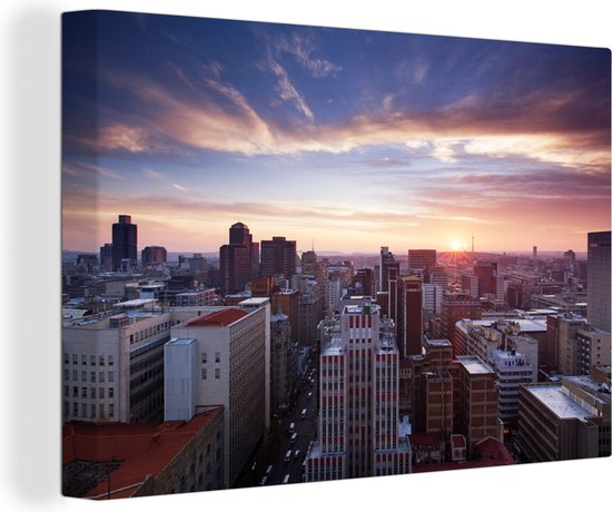 Zonsondergang over Johannesburg Canvas - Foto print op Canvas schilderij (Wanddecoratie)