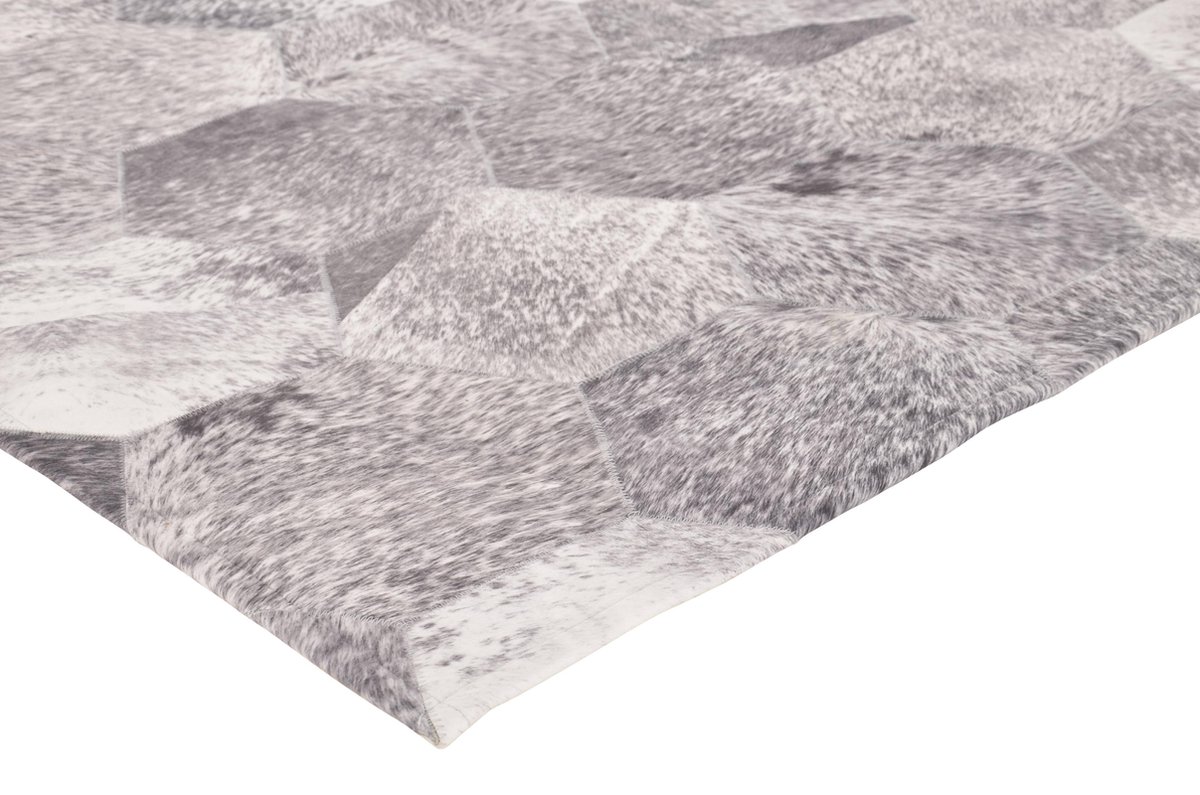 Vercai Rugs Nova Patchwork Collectie - Laagpolig Vloerkleed - Dierenhuid Tapijt voor Woonkamer - Polyester - Grijs, foto 2
