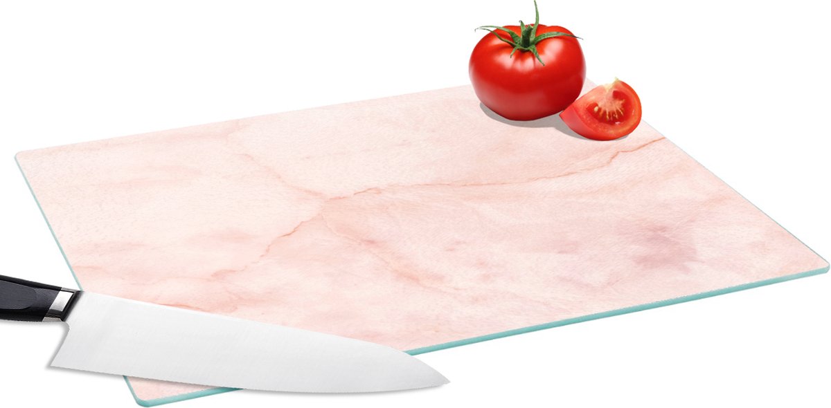 Glazen Snijplank - 39x28 - Marmer - Roze - Lijn - Snijplanken Glas