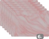 Set de Table - Napperons en Plastique - Marbre - Rose - Wit - Luxe - Aspect Marbre - 45x30 cm - 6 pièces - Résistant à la Chaleur - Antidérapant - Pad - Amovible