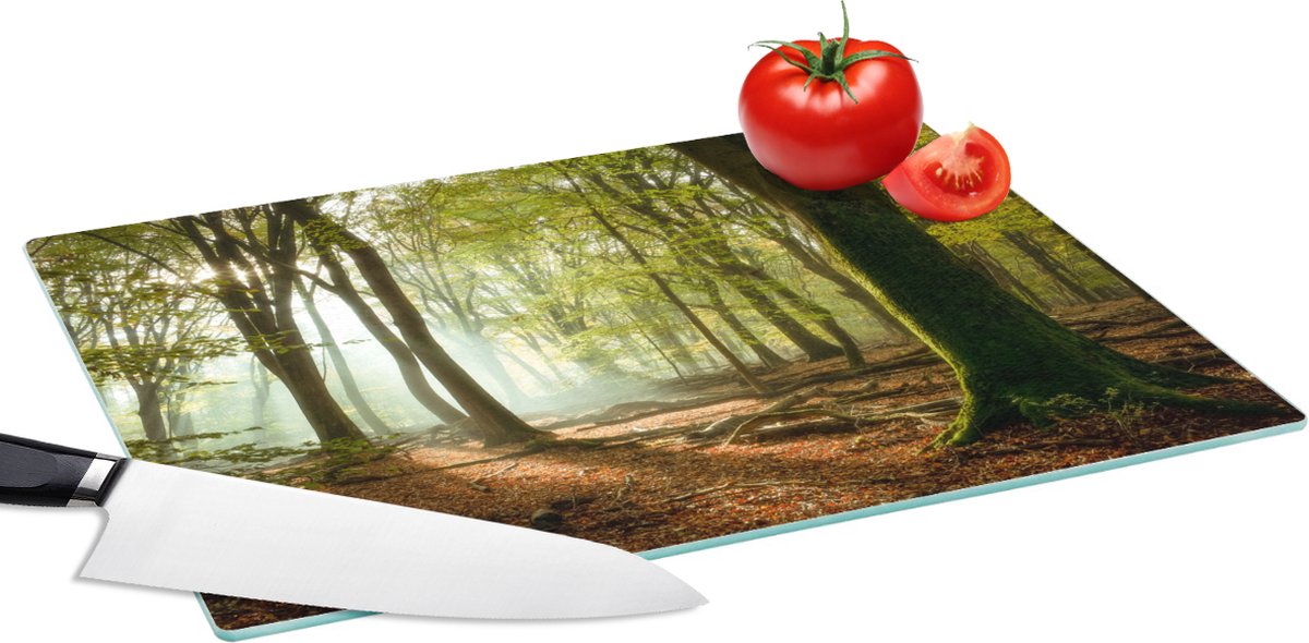 Glazen Snijplank - 39x28 - Bos - Zon - Seizoenen - Landschap - Snijplanken Glas