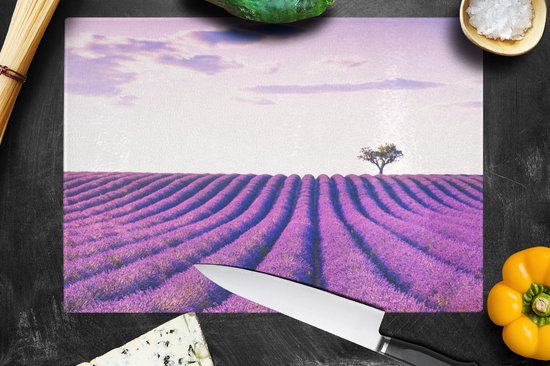 Planche à Verres - 39 x 28 - Lavande - Arbres - Violet - Fleurs - Planches à découper en Glas