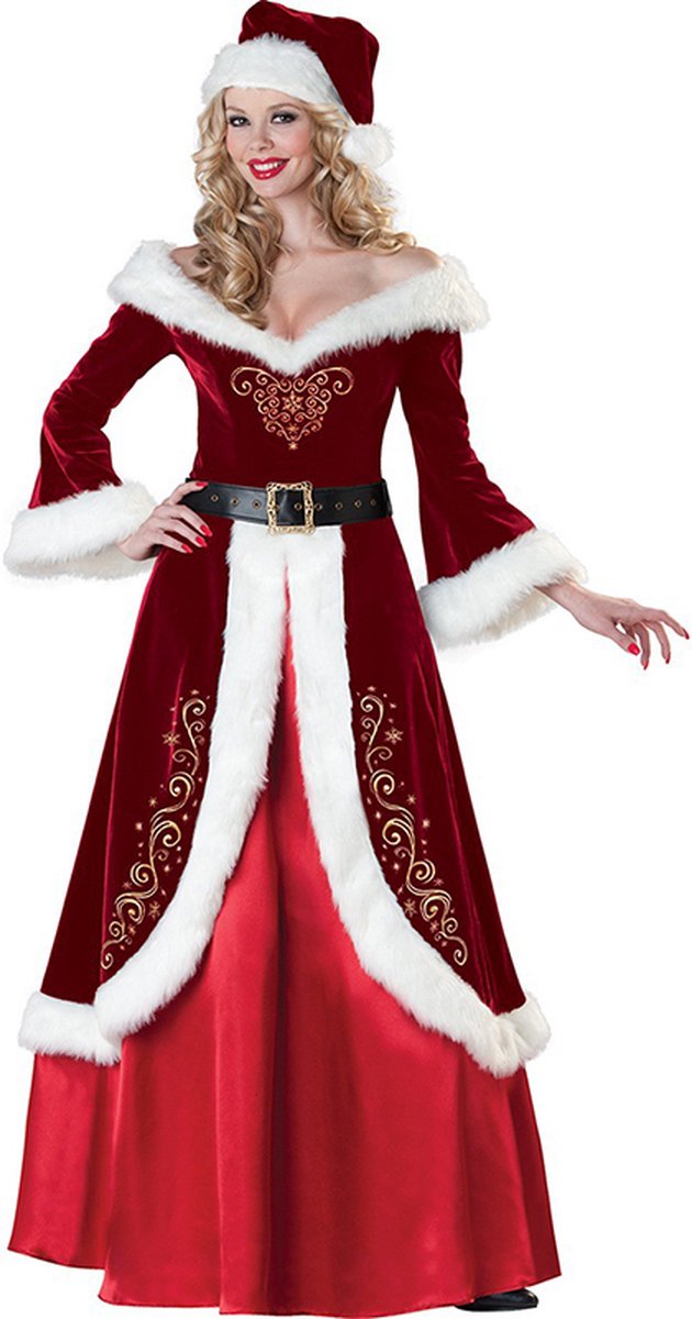 Prachtige luxe Kerstvrouw lange jurk voor Miss Santa Claus Kerstmis  Kerstelf | bol.com