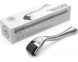 Dermarolling - Titanium dermaroller - 540 actie  premium silver- 0.5mm incl. Beschermkap en Opbergdoosje - dermaroller haargroei - dermaroller 0.5