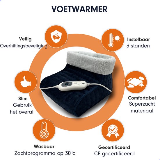 AG160 Elektrische voetenwarmer - Met Timer en Overhittingsbeveliging - 3 temperatuurstanden - Blauw