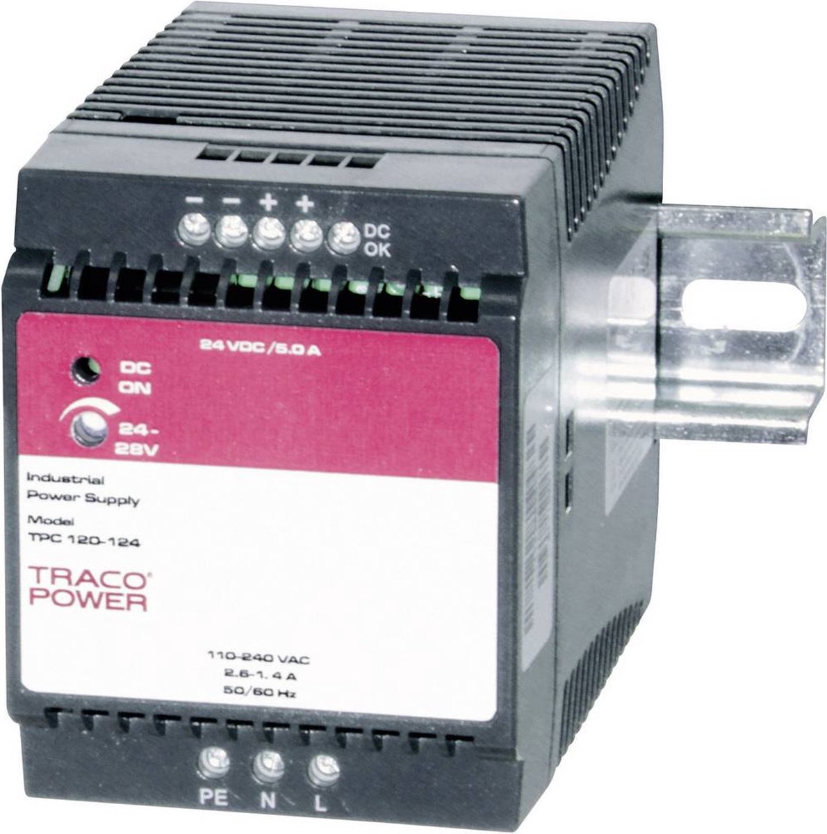 TracoPower TPC 120-124 DIN-rail netvoeding 24 V/DC 5 A 120 W Aantal uitgangen:1 x Inhoud 1 stuk(s)