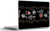 Laptop sticker - 10.1 inch - Koffie - Patronen - Love - 25x18cm - Laptopstickers - Laptop skin - Cover