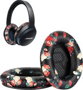 Set Oorkussens geschikt voor Bose QuietComfort 35 ii / 35 / 25 / 15 / 2 / Soundtrue - Soundlink Around-Ear AE2 / AE2W / AE2I - Oorkussens voor koptelefoon - Ear pads headphones zwart met bloemen