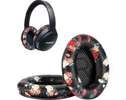 Set Oorkussens geschikt voor Bose QuietComfort 35 ii / 35 / 25 / 15 / 2 / Soundtrue - Soundlink Around-Ear AE2 / AE2W / AE2I - Oorkussens voor koptelefoon - Ear pads headphones zwart met bloemen
