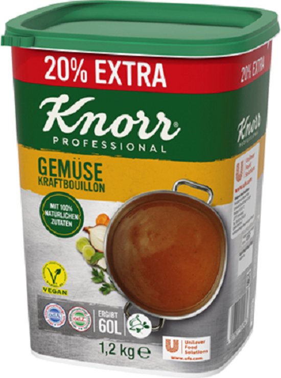 Knorr Bouillon de Légumes avec Soupe Verte 20 Extra Boîte de 1,2 kg