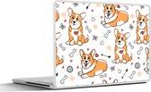 Laptop sticker - 17.3 inch - Hond - Corgi - Patronen - 40x30cm - Laptopstickers - Laptop skin - Cover