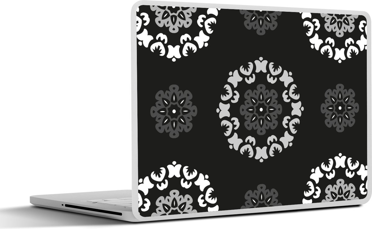 Laptop sticker - 15.6 inch - Mandala - Patronen - Zwart Wit - 36x27,5cm - Laptopstickers - Laptop skin - Cover