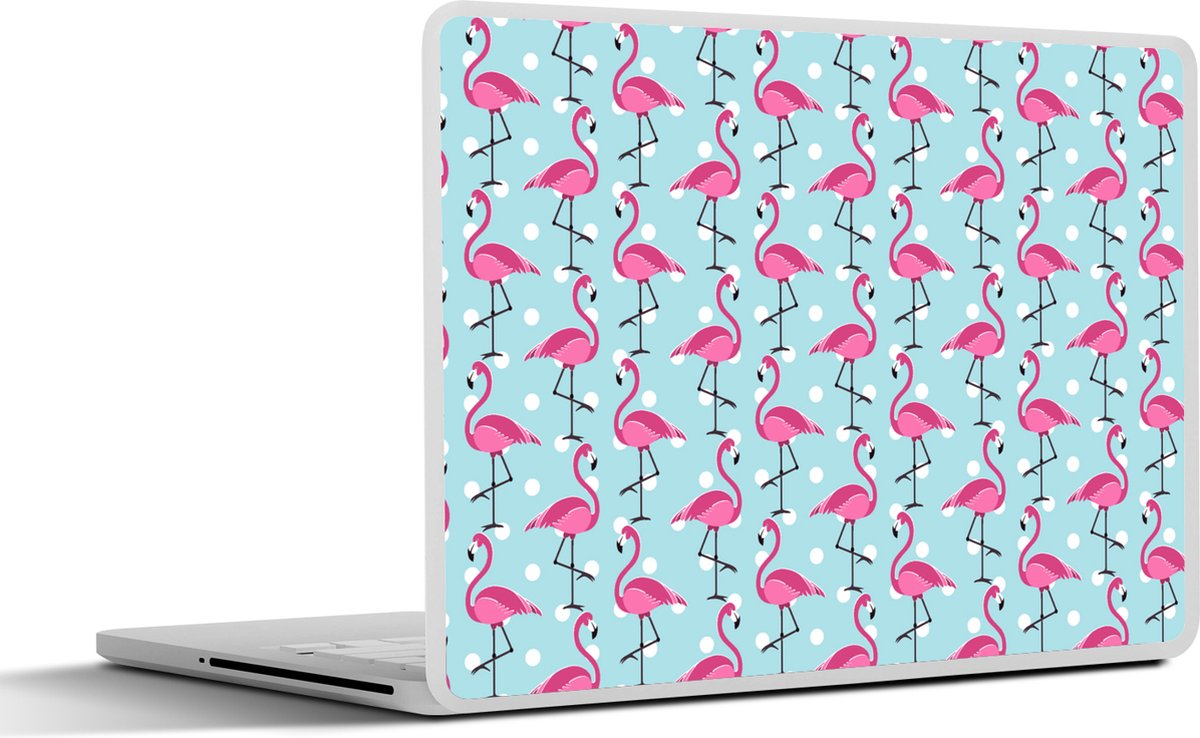 Laptop sticker - 14 inch - Flamingo - Stippen - Dieren - Patroon - 32x5x23x5cm - Laptopstickers - Laptop skin - Cover