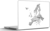 Laptop sticker - 13.3 inch - Europakaart in waterverf - zwart wit - 31x22,5cm - Laptopstickers - Laptop skin - Cover