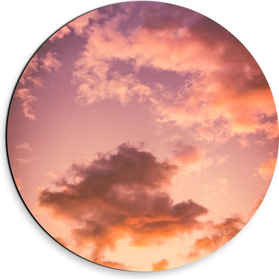 WallClassics - Dibond Muurcirkel - Pastelkleurige Wolken - 30x30 cm Foto op Aluminium Muurcirkel (met ophangsysteem)