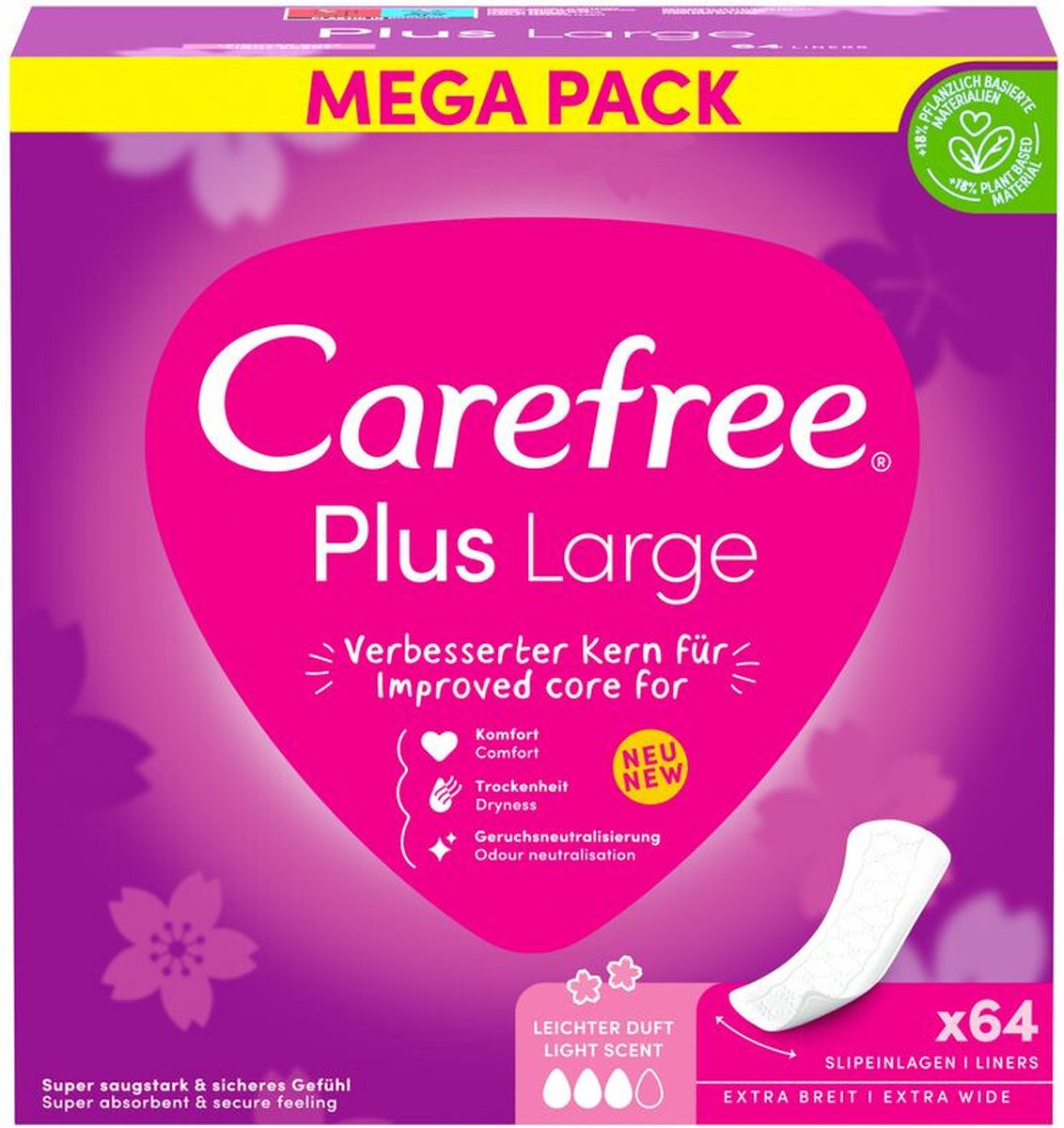Goedkoopste 3x Carefree Plus Large 64 stuks