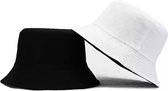 Bucket Hat - Reversible - Vissershoedje - Zonnehoedje - Regenhoedje - Dames - Heren - Unisex - Vrouwen - Zwart/wit