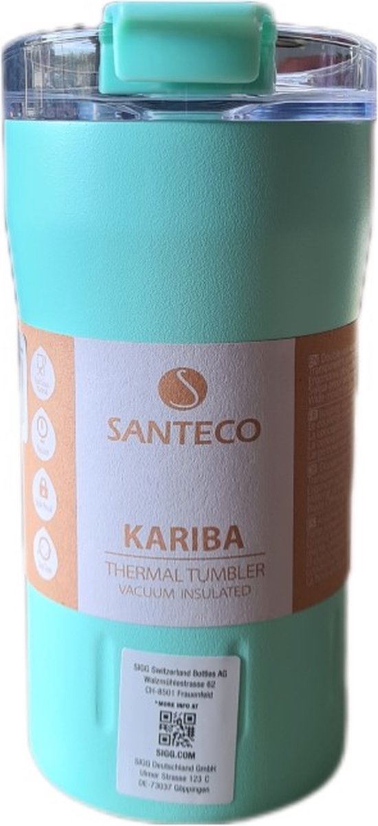 Santeco RVS Thermosbeker Kariba Mint groen - 35 cl - 7,5 x H16 cm..