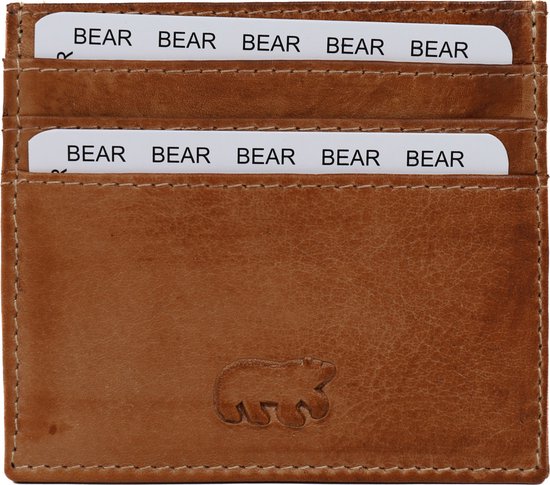 Porte-cartes en cuir Maikel Bear Design / Porte-cartes de crédit - Taupe